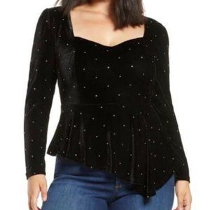 Eloquii Asymmetrical Peplum Velvet Top